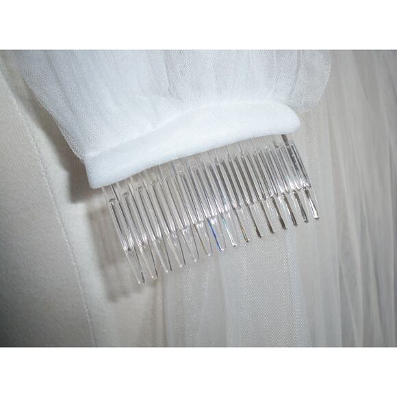 White Bridal Lace Wedding cathedral lace appliqued bridal wedding white veil main image 7